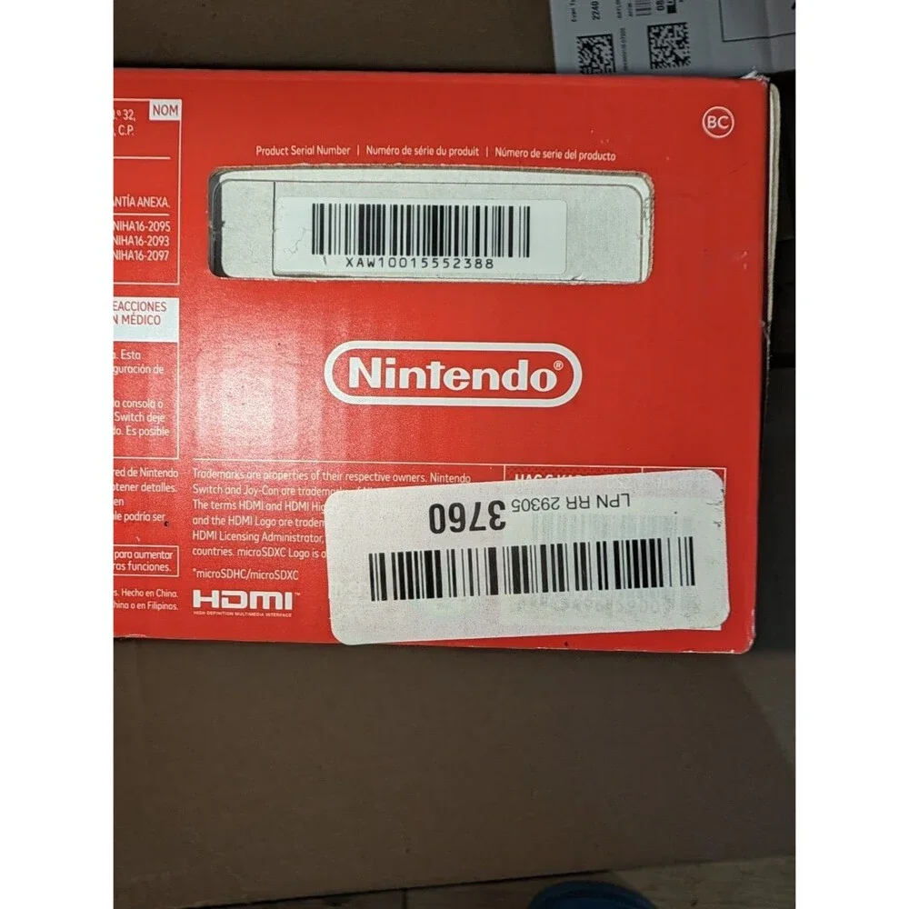 Nintendo Switch Console Black w/ Neon Blue / Red Joy-Con + Box - EMPTY BOX ONLY